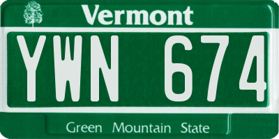 VT license plate YWN674
