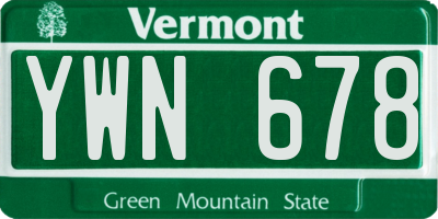 VT license plate YWN678