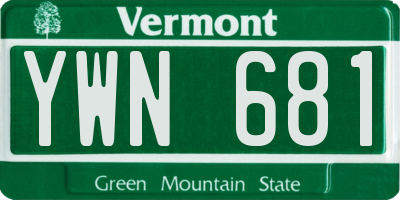 VT license plate YWN681
