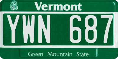 VT license plate YWN687