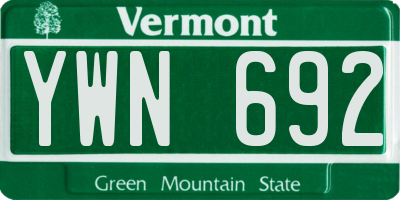 VT license plate YWN692