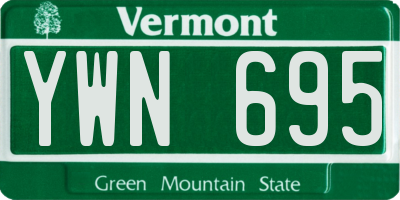 VT license plate YWN695
