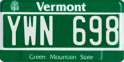 VT license plate YWN698