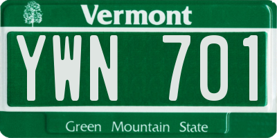 VT license plate YWN701