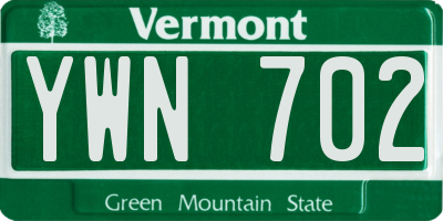 VT license plate YWN702