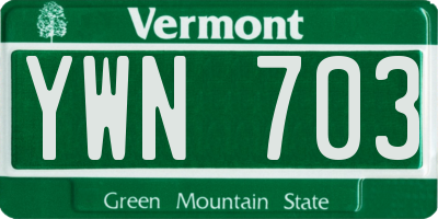 VT license plate YWN703
