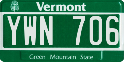 VT license plate YWN706
