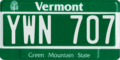 VT license plate YWN707