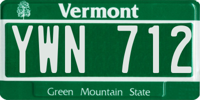 VT license plate YWN712