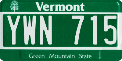 VT license plate YWN715