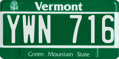 VT license plate YWN716