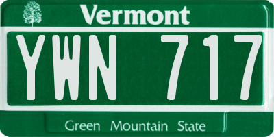 VT license plate YWN717