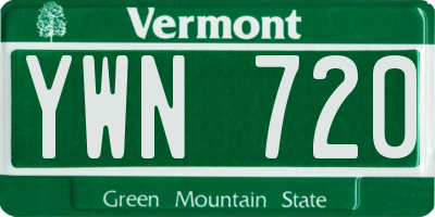 VT license plate YWN720