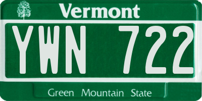 VT license plate YWN722