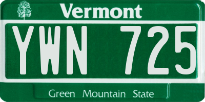 VT license plate YWN725