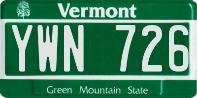 VT license plate YWN726