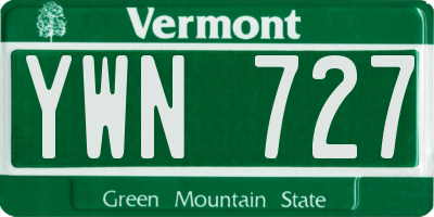 VT license plate YWN727
