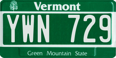 VT license plate YWN729