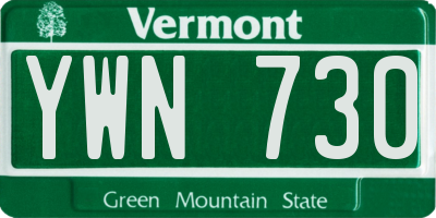 VT license plate YWN730