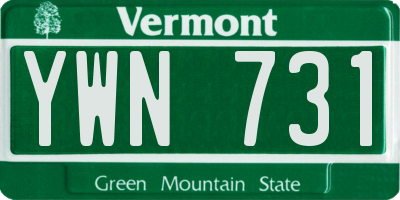 VT license plate YWN731
