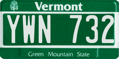 VT license plate YWN732