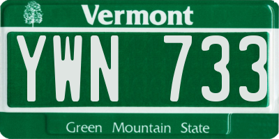 VT license plate YWN733