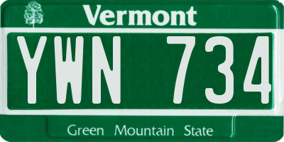 VT license plate YWN734