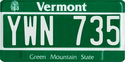 VT license plate YWN735