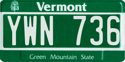 VT license plate YWN736