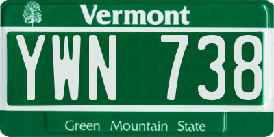 VT license plate YWN738