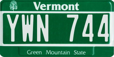 VT license plate YWN744