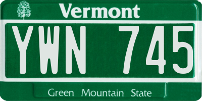 VT license plate YWN745