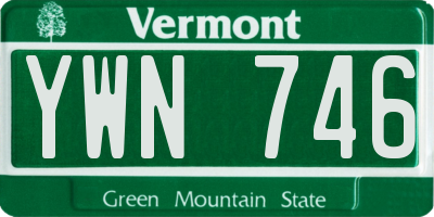 VT license plate YWN746