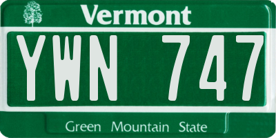 VT license plate YWN747
