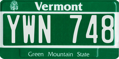 VT license plate YWN748