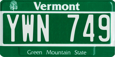 VT license plate YWN749