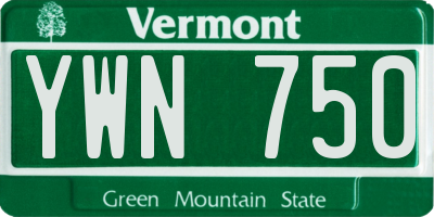 VT license plate YWN750
