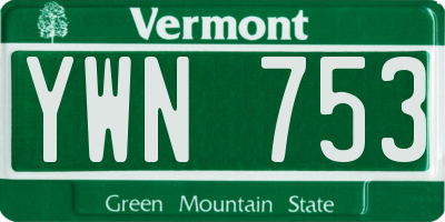 VT license plate YWN753
