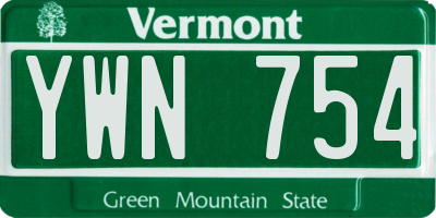 VT license plate YWN754
