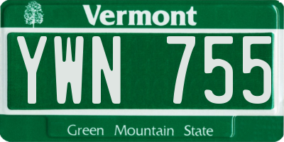 VT license plate YWN755