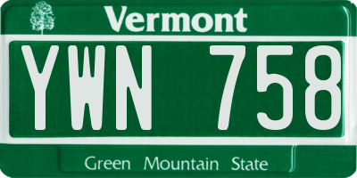 VT license plate YWN758