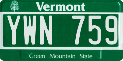 VT license plate YWN759