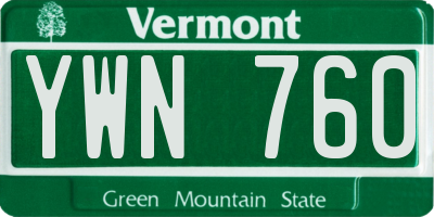 VT license plate YWN760