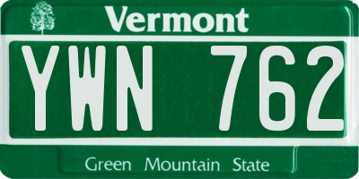 VT license plate YWN762