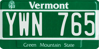 VT license plate YWN765