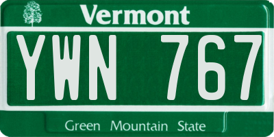 VT license plate YWN767