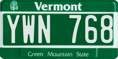 VT license plate YWN768