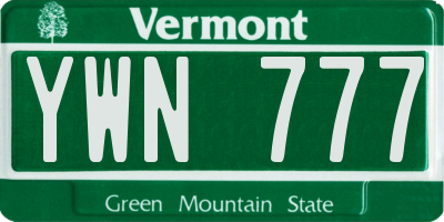 VT license plate YWN777
