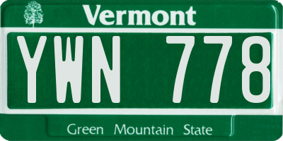 VT license plate YWN778