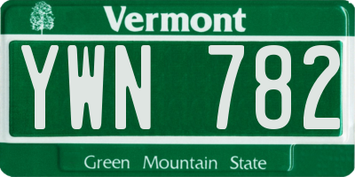 VT license plate YWN782